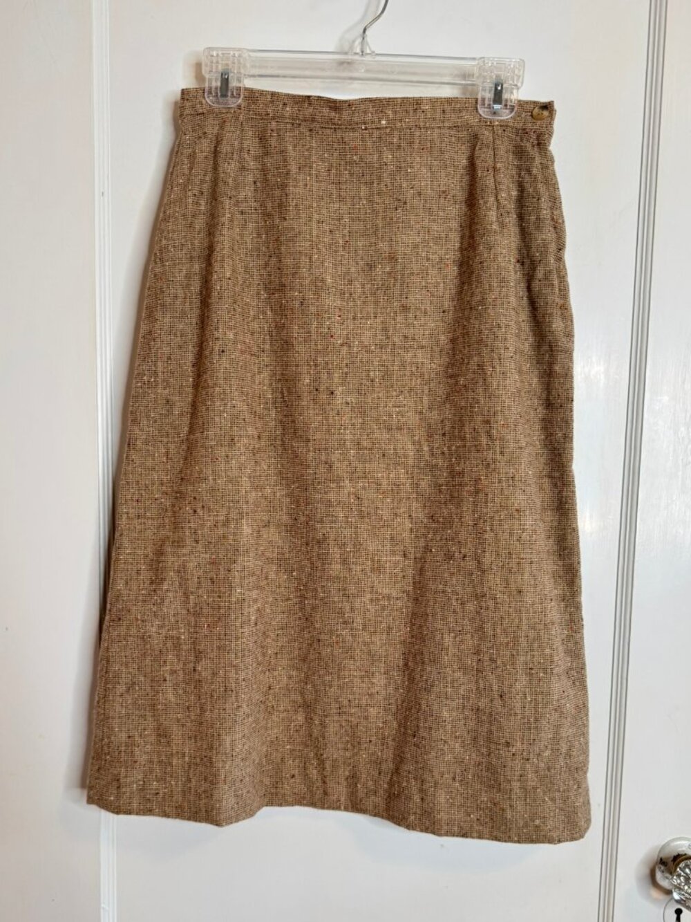Vtg Pendleton Wool Tweed Brown Tan Pencil Skirt Made in USA sz 14 Medium